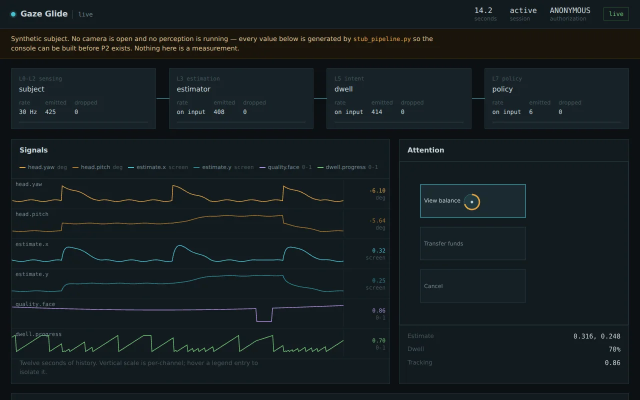 Gaze Glide — project interface